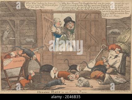 Charles Williams, aktive 1796â € "1830, britische, hungrige Ratten in einem leeren Scheune, 1806. Ätzen. Stockfoto