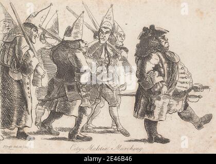 Capt. Francis Grose, 1731â € "1791, Briten, Stadt Malitia (sic) Marching, ca. 1788. Radierung. Stockfoto