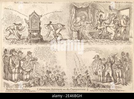 James Gillray, 1757â € "1815, britische, Patriotische Petitionen über die Konvention, c. 1808. Radierung. Stockfoto