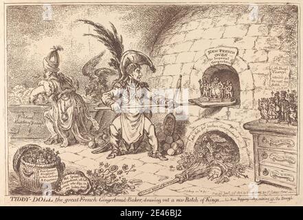 James Gillray, 1757â € "1815, britische, Leddy-Doll, der große Lebkuchen Baker, Zeichnung aus einem neuen Batch of Kings, 1806. Ätzen. Stockfoto