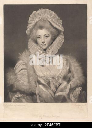 Druck gemacht von Charles Howard Hodges, 1764â €" 1837, Britisch, Lavinia Countess Spencer, 1784. Mezzotint, 2. Zustand auf mäßig dickem, mäßig strukturiertem, cremefarbenen, gedeckten Papier. Bingham, Lady Lavinia (1762â € "1831) Stockfoto