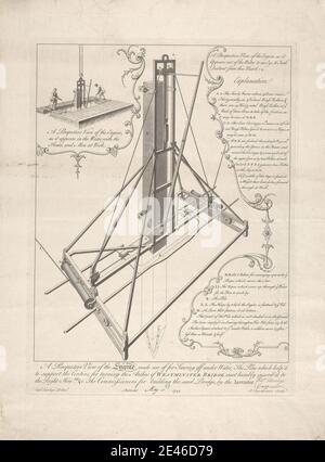 Paul Fourdrinier, Französisch, EINE Perspektive des Motors verwendet für das Absägen unter Wasser, 1745. Gravur. Stockfoto