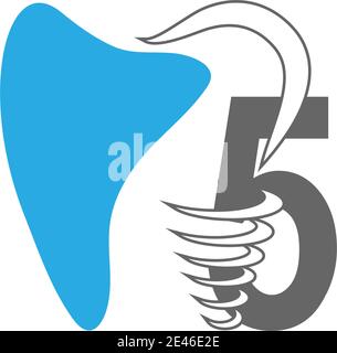 Nummer 5 Logo-Symbol mit dentalen Design Illustration Vektor Stock Vektor