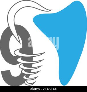 Nummer 9 Logo-Symbol mit dentalen Design Illustration Vektor Stock Vektor