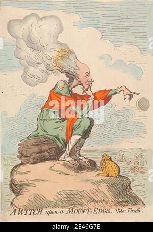 James Gillray, 1757â € "1815, Briten, EINE Hexe, auf einem Mount's Edge - Vide: Fuzelli, 1791. Radierung, handfarbig. Stockfoto