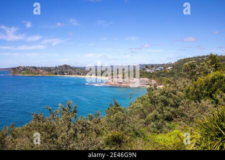 Sydney Küstenansicht von Bilgola Beach am nächsten und Newport Beach, zwei der berühmten nördlichen Strände, NSW, Australien Stockfoto