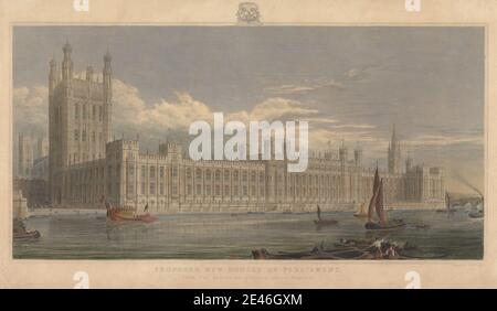 Thomas Higham, 1796â € "1844, britische, vorgeschlagen New Houses of Parliament. Handkolorierte Gravur. Stockfoto