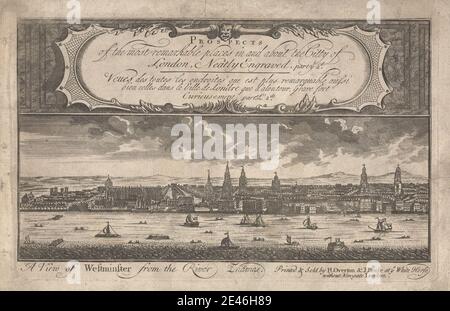 Unbekannter Künstler, siebzehnten Jahrhundert-achtzehnten Jahrhundert, EIN Blick auf Westminster von der Themse, undated. Gravur. Stockfoto