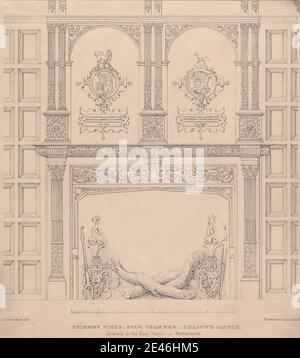 Print made by Day & Co., 1824â € "1913, britische, Schornstein Stück, Star Chamber, Leaseowe Castle, ehemals im King's Palace, Westminster, ca. 1845. Lithographie auf leicht strukturiertem, mitteldicken, weißen Gewebe-Papier. Architektonisches Motiv. City of Westminster , England , England , London , Palace of Westminster , Vereinigtes Königreich Stockfoto