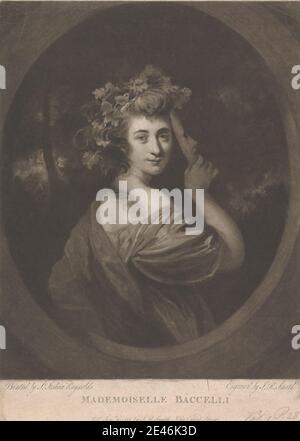 John Raphael Smith, 1752â € "1812, Briten, Mademoiselle Baccelli, 1783. Mezzotinta auf mittelschwerem, mäßig strukturiertem, beigefarbenem Papier. Stockfoto