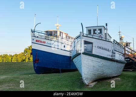 Boote des Marinemuseums von Manitoba in der Stadt Von Selkirk Stockfoto