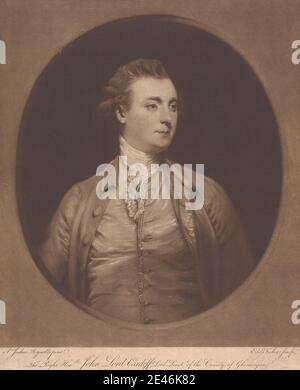 Edward Fisher, 1722â € "1785, Briten, John, Lord Cardiff, 1783. Mezzotinta auf Medium, leicht strukturiert, beige, gebeiges Papier. Stockfoto