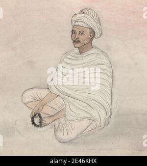 Zugeschrieben Gangaram Chintaman Tambat, aktiv 1790er, Anglo-Indian, Beten Mann, undated. Aquarell, Gouache und Graphit mit Stift und schwarzer Tinte auf mittelschwerem, leicht strukturiertem, cremefarbenen Papier. Stockfoto