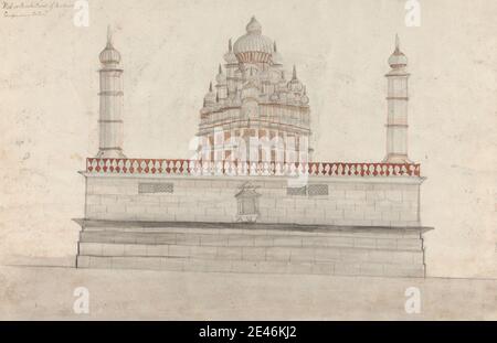 Zugeschrieben Gangaram Chintaman Tambat, aktiv 1790er, Anglo-Indian, West-oder Rückansicht von Bullishwur, undated. Aquarell und Graphit mit farbigem Bleistift auf Medium, leicht strukturiert, cremefarbenem Papier. Architektonisches Motiv Stockfoto