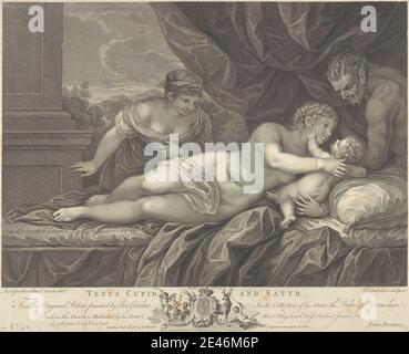 Francesco Bartolozzi RA, 1728â € "1815, Italienisch, aktiv in Großbritannien (1764â € "99), Venus, Amor und Satyr, 1767. Gravur. Stockfoto