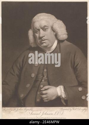 Druck gemacht von William Doughty, 1757â € "1782, Briten, Samuel Johnson, L. L. D, 1779. Mezzotint auf mittelschwerem, mäßig strukturiertem, cremefarbenen Papier. Mantel, Kostüm, Mann, Porträt, Weste, Perücke. Johnson, Samuel (1709â € "1784), Autor und Lexikograph Stockfoto