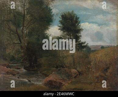 Lionel Constable, 1828â € "1887, Briten, Blick auf den Fluss Sid, in der Nähe von Sidmouth, ca. 1852. Öl auf Papier an Bord. Feld, Landschaft, Felsen (Landformen), Bach, Bäume, Wasser, Wälder. Devon , England , Sid , Sidmouth , Vereinigtes Königreich Stockfoto