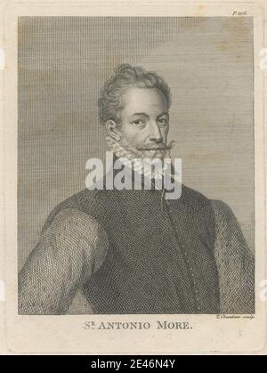 Druck von Thomas Chambars, ca. 1724â €“1789, Briten, Sir Antonio Mehr, undated. Radierung auf mäßig dickem, glattem, cremefarbenen Wove-Papier. Knöpfe, Illustration, Mann, Schnurrbart, Porträt, Rüsche, feierlich, Weste. Mor, Antonis (geboren 1512-1516, gestorben ca. 1576), Porträtmaler Stockfoto