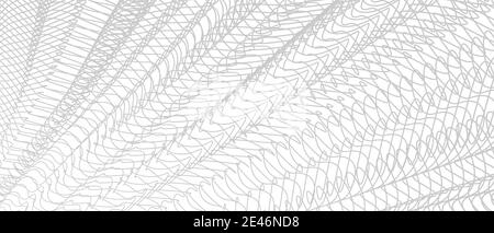 Linienkunst Muster, Textil, Netz, Netzstruktur. Graue verwickelte Linien, verschwingt dünne Kurven. Einfarbiges Streifenmuster. Abstrakter Vektorhintergrund. EPS10 Stock Vektor