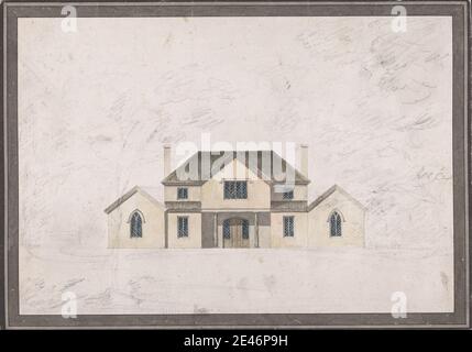 Studio of Sir Jeffry Wyatville, 1766–1840, British, Design for a Cottage: Elevation, undated. Graphit, Stift und schwarze Tinte, Aquarell auf leicht strukturiertem, mittlerem, cremefarbenem Papier. Architektonisches Motiv Stockfoto