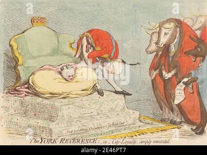 James Gillray, 1757–1815, Brite, The York Reverence; - oder - Stadt - Loyalität reichlich belohnt, 1791. Radierung, handfarbig. Public Domain Stockfoto