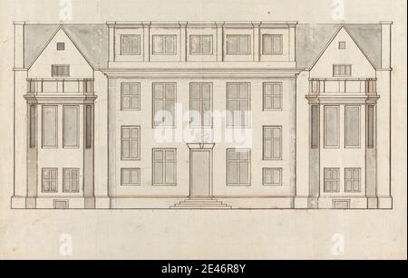 Isaac Johnson, 1754–1835, britisch, Earlham House, Norfolk, undated. Stift und braune Tinte und Aquarell auf Medium, leicht strukturiert, Creme gelegt Papier. Architektonische Thema, Designs, Haus, Umfragen. England , Europa , Norfolk , Vereinigtes Königreich Stockfoto