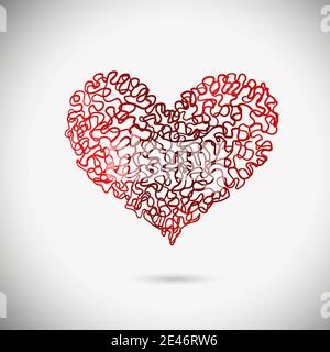 Herz aus Kritzeln. Alles Liebe zum Valentinstag. Vektorgrafik Stock Vektor