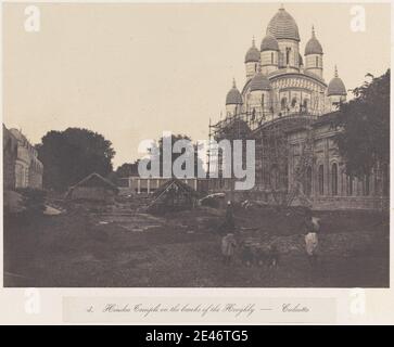 Frederick Fiebig, aktiv Mitte des 19. Jahrhunderts, Deutsch, Hindoo-Tempel am Ufer des Hooghly, Kalkutta, ca. 1850. Gesalzener Papierdruck aus einem Papiernegativ auf dünnes, glattes, cremefarbenes Papier. Public Domain Stockfoto