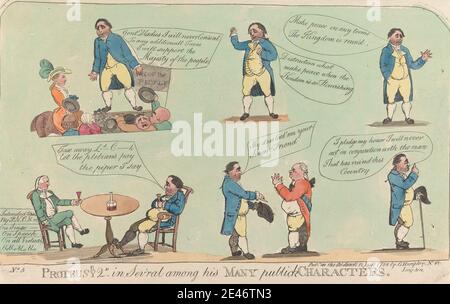 (?) James Gillray, 1757–1815, britisch, Proteuse/y 2D in Sev'ral unter seinen vielen Publick-Charakteren, 1784. Radierung, handfarbig. Public Domain Stockfoto