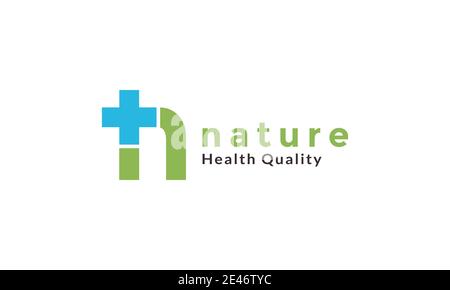 Buchstabe n mit Cross Medical Healthcare Logo Symbol Symbolvektor Grafikdesign Stock Vektor