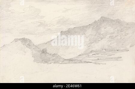 Sir George Howland Beaumont Seventh Baronet, 1753–1827, British, Hill Sketch, undated. Graphit auf mittlerem, schräg strukturiertem, cremefarbenen Papier. Wolken, Hügel, Landschaft Stockfoto