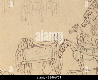 Thomas Rowlandson, 1756–1827, britisch, Album Drawing, undated. Graphit und Feder und Tinte auf mittelschwerem, leicht strukturiertem, cremefarbenen Papier. Public Domain Stockfoto