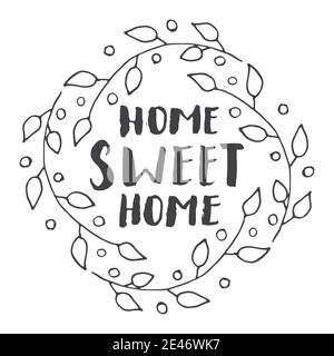 Home sweet home Schriftzug handschriftlichen Zeichen, Hand gezeichnet kalligrafischen text Grunge. Vector Illustration. Stock Vektor
