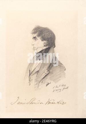 Comte Alfred d' Orsay, 1801–1852, Französisch, Portrait of James Sheridan Knowles, 1839. Graphit, Kohle, Kreide und Stift und braune Tinte auf Medium, leicht texutiert, Creme Wove Papier. Mann, Porträt Stockfoto