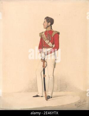 Richard Dighton, 1795–1880, Brite, Lord Henry Charles Capel Somerset, 5th Light Infantry - Cheltenham, zwischen 1837 und 1848. Gouache, Aquarell, Stift, schwarze Tinte und Graphit auf dickem, leicht strukturiertem, cremefarbenem Wove-Papier. Armee, Infanterie, Mann, Miliz, Porträt, Soldat, Schwert, Uniform. Cheltenham , England , Europa , Gloucestershire , Vereinigtes Königreich Stockfoto