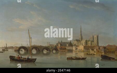 Samuel Scott, 1701/2–1772, britisch, The Building of Westminster Bridge, ca. 1742. Öl auf Leinwand. Stockfoto