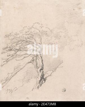 James ward, 1769–1859, britisch, Tree on a Hillside, undated. Graphit auf mittlerem, glattem, cremefarbenem Wove-Papier. Hügel, Landschaft, Baum Stockfoto