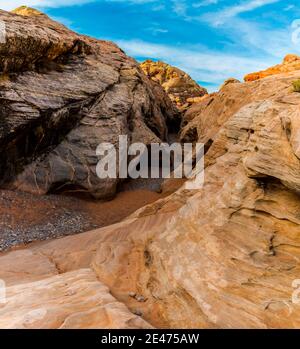 Pastell Walled Slot Canyon in Kaolin Wash, Valley of Fire State Park, Nevada, USA Stockfoto