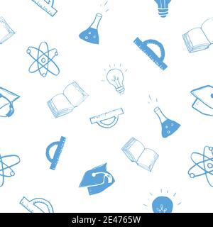 Schule nahtlose Muster Hand gezeichnet Doodles, Vector Illustration. Stock Vektor