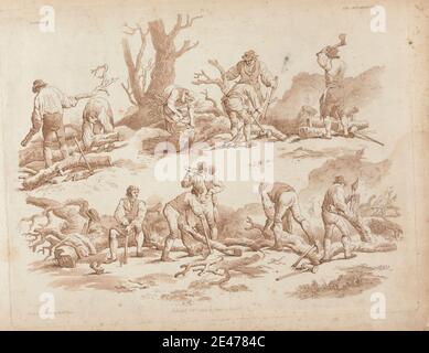 William Henry Pyne, 1769–1843, Brite, Holzmänner, aus "malerische Gruppen zur Verschönerung der Landschaft in einer Serie von über 1000 Themen...". Radierung und Aquatinta auf Wove-Papier. Public Domain Stockfoto