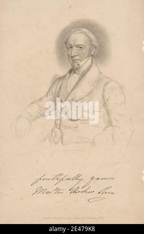 Henry Griffiths, 1835–1849, Britisch, Martin Archer Shee, 1846. Stippelgravur auf mittelschwerem, leicht strukturiertem beigefarbenem Papier. Künstler, Mantel, Kragen, Kravatte, Mann, Medaille, Anhänger, Porträt. Shee, Sir Martin Archer (1769–1850), Porträtmaler und Schriftsteller Stockfoto