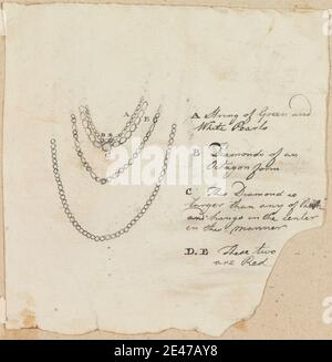 Robert Mabon, gestorben 1798, Brite, Ketten, undatiert. Graphit mit Stift und schwarzer Tinte auf Medium, leicht strukturiert, Creme Wove Papier. Diamanten, Genre Thema, Halskette, Halsketten, Perlen Stockfoto