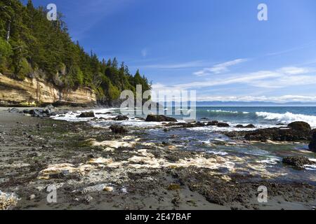 Mystic Beach Waterfront Juan De Fuca Berühmter Marinewanderweg Pazifikküste auf Vancouver Island BC Kanada Stockfoto