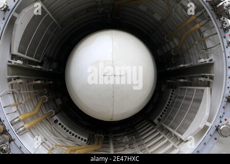 Ansicht der militärischen interkontinentalen ballistischen Rakete, Russland Stockfoto