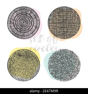 vektor-Set von Kreisen, mit verschiedenen Designs und Texturen, mit bunten Hintergrund Stock Vektor