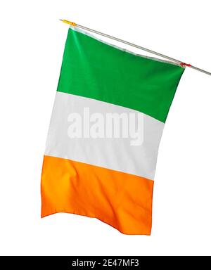 Nationalflagge von Irland isoliert auf weißem Hintergrund Stockfoto