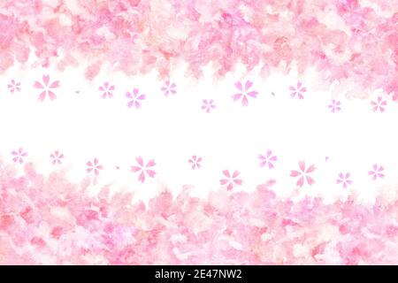 Japanische Kirschblüte abstrakt auf natürliche Grunge rosa Aquarell Handfarbe Hintergrund, Frühling Illustration Stockfoto