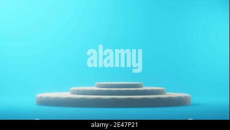 Abstrakte geometrische Hintergrund einfache Podium Mockup der gelben Szene Blauer Hintergrund 3d-Rendering. Stockfoto