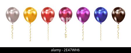 Set von farbigen realistischen glänzenden Heliumballons. Für Geburtstag, Veranstaltung, Party, feiern Jubiläum und Hochzeit. Vektorgrafik Stock Vektor