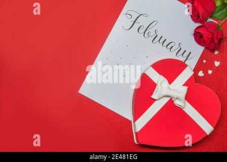 Februar Kalender, valentinstag mit Belag Stockfoto